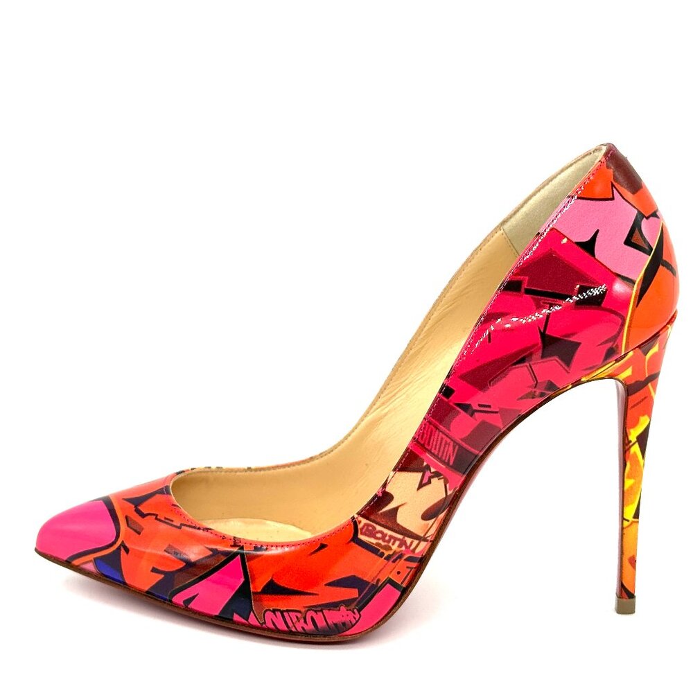 Christian Louboutin PIGALLE FOLLIES 100 Graffiti Patent Heels Pumps Shoes